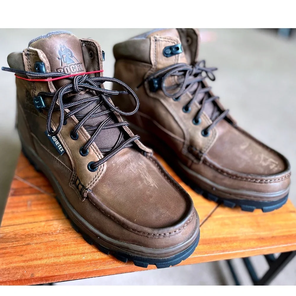 Rocky Outback 8723 Mens 8.5 M Brown Leather GORE-TEX Waterproof Hiking Boots NEW